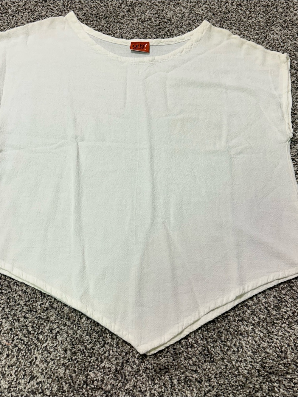 Oh My Gauze Top Size 1 Cream Crew Neck Sharkbite Hem Cotton Boho Lagenlook Relax